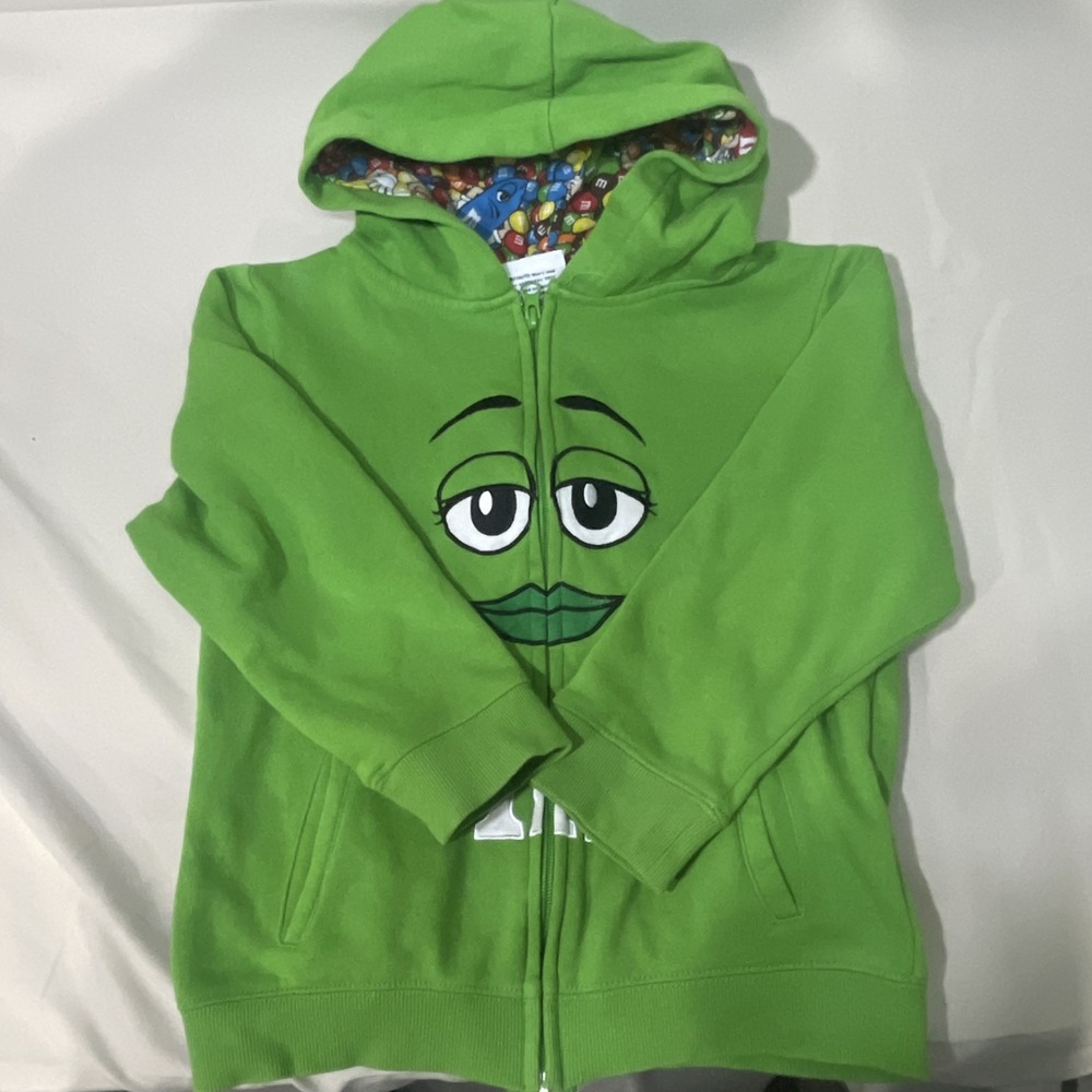 M&M's World- Miss Green Big Face Full Zip Hoodie Halloween Youth Size Medium